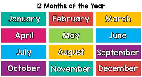 10 Best Free Printable Months Of The Year Chart - printablee.com