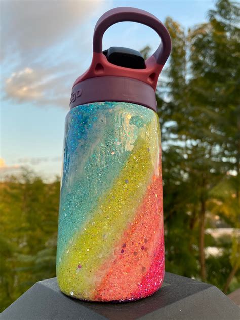 Rainbow Handmade Glitter Water Bottle Kids Sippy Cup Etsy