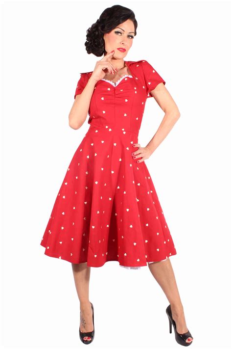 Er Jahre Retro Pin Up Herzchen Swing Kleid Petticoatkleid Rot Ebay