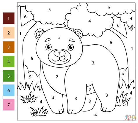 Bear Color By Number Free Printable Coloring Pages