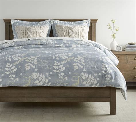 Shadow Floral Organic Percale Duvet Cover Pottery Barn