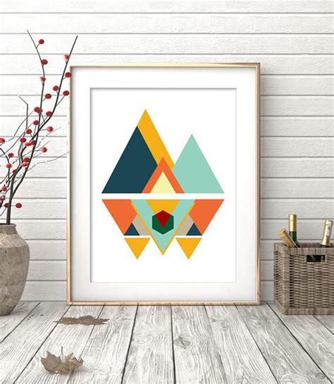 Mid Century Modern Art Wall Art Prints Geometric Print Etsy