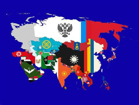 A Completely Redesigned Flag Map Of Asia Credit To Creators R
