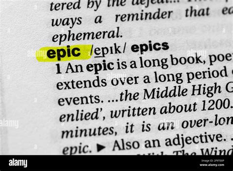 Highlighted Word Epic Concept And Meaning Stock Photo Alamy