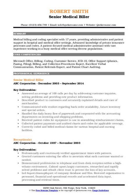 Highly accomplished medical officer with an experience of over 20 years doctor sample resume pdf download. Medical Biller Resume Samples | QwikResume