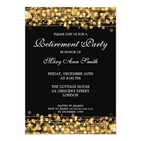 Elegant Retirement Party Gold Sparkles 5x7 Paper Invitation Card Zazzle