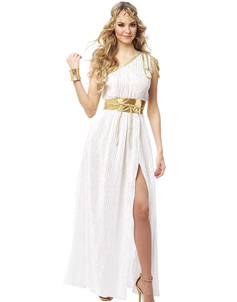 Grecian Beauty Womens White Gold Roman Toga Halloween Costume Ebay