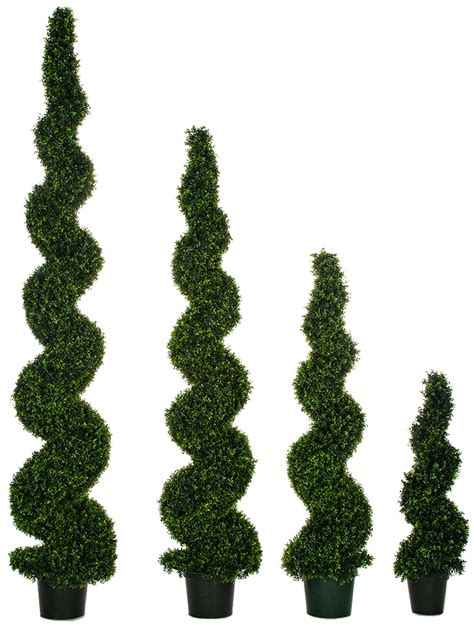 4 Foot Artificial Ultraviolet Uv Dwarf Boxwood Spiral Topiary