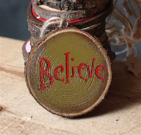 Believe Hand Painted Wood Slice Ornament By Our Backyard Studio In