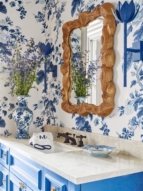 Blue Traditional Bathroom With Flower Sconces Hgtv