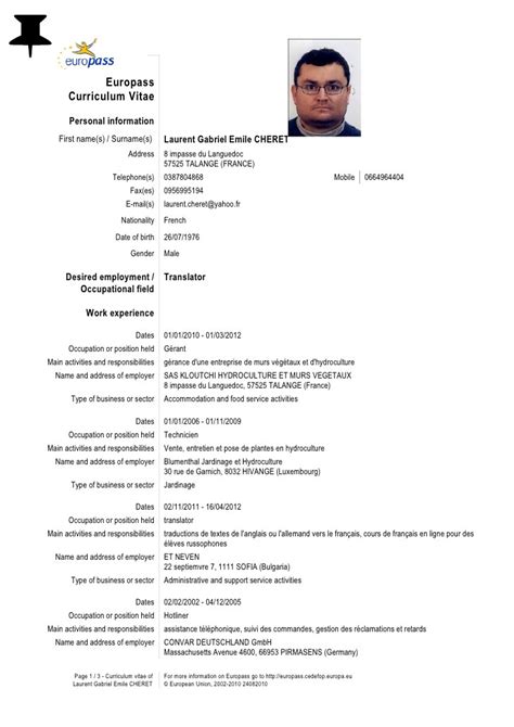 Exemple de cv europass chef d'entreprise - laboite-cv.fr