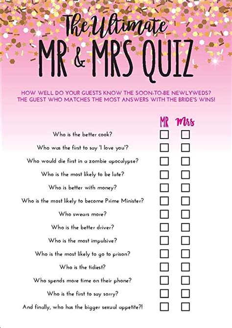 The Ultimate Mr And Mrs Hen Do Game The Perfect Game For Any Hen Party To Find Out How Well