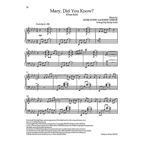 We review every single score that is available on our platform, to make sure you only get flawless music to play. Mary, Did You Know? - Downloadable Piano Arrangement - Lifeway