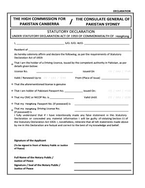 Make the following declaration under the statutory declarations act 1959: 124 Printable Statutory Declaration Form Nsw Templates ...
