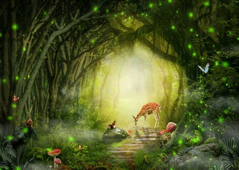 Details About 10x8ft Vinyl Photo Background Fairy Tale Forest Trees Path Deer Studio Backdrop