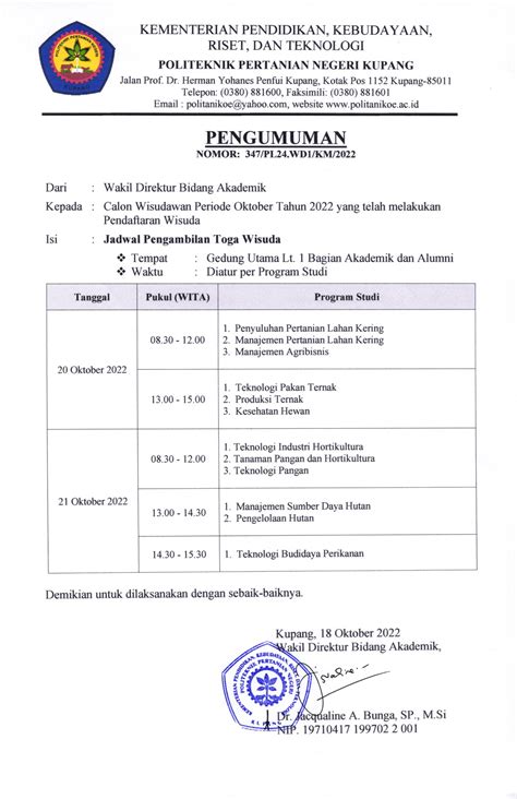 Jadwal Pengambilan Toga Wisuda