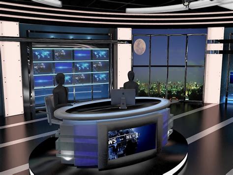 Tv Virtual Stage News Room Studio 027 3d Model Flatpyramid