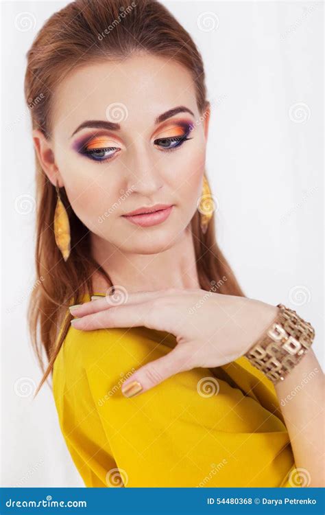 Portrait Of Young Beautiful Girl With Make Up Stock Photo Image Of