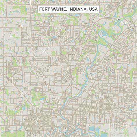 Fort Wayne Indiana Us City Street Map Digital Art By Frank Ramspott