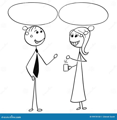 Cartoon Illustration Of Man And Woman Business People Talking Stock Vector Illustration Of