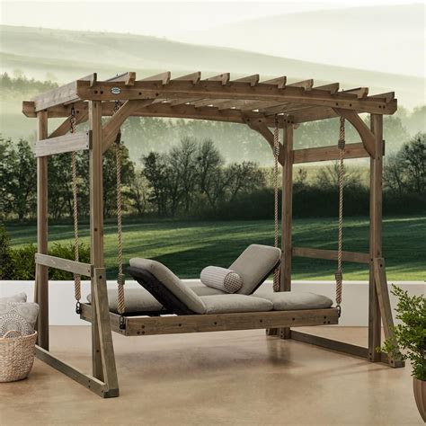 Backyard Discovery Claremont Lounger Wood Pergola Swing 1906631com The Home Depot Outdoor