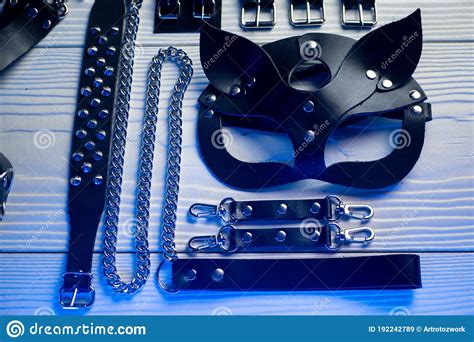 Set Of Erotic Toys For BDSM The Game Of Sexual Slavery With A Whip