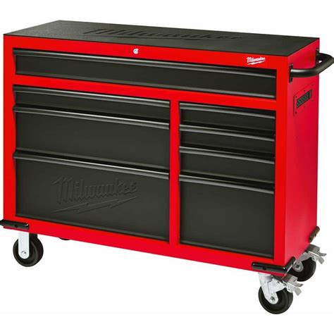 Milwaukee 46 In 8 Drawer Rolling Steel Storage Cabinet Red And Black