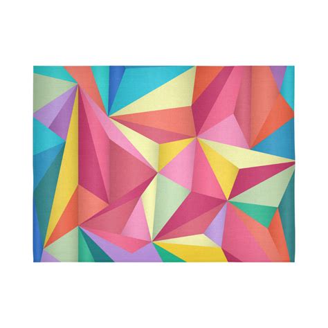 Colorful Triangles Abstract Geometric Cotton Linen Wall Tapestry 80