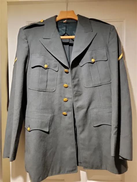 Vintage Us Army Military Green Dress Uniform Jacket Vietnam Era Size
