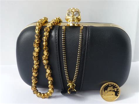 Black Box Skull Clutch Bag With Front Zip Detail On Luulla