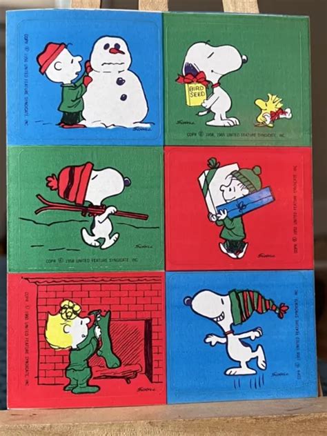 Htf Hallmark Peanuts Snoopy Stickers Seals Sheet 60s 70s Vintage