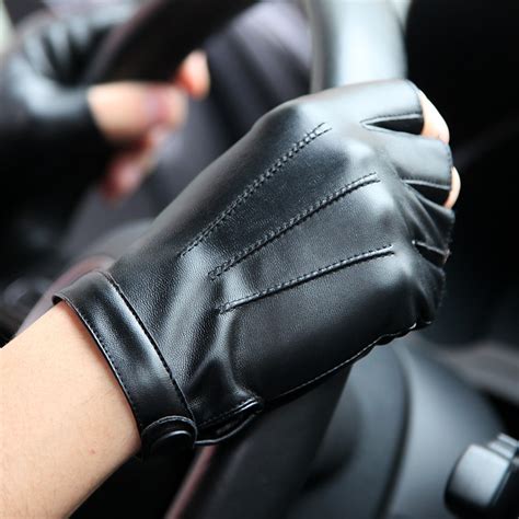 Semi Finger Pu Leather Gloves Male Half Fingers Tactics Driving Men