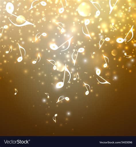 Musical Background With Flowing Golden Music Notes