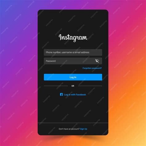 Premium Vector Instagram Social Media Mobile Login Screen Or Page