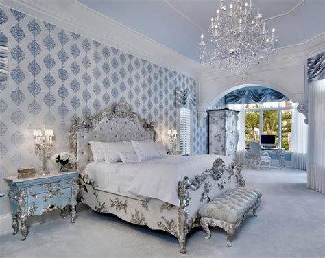 The combination of tropical ambiance and modern functionality made even better with the usage of such a relaxing color a bright aqua blue is all fun and beauty! Luxury French Bedroom Decor, Victorian style bedroom, blue ...