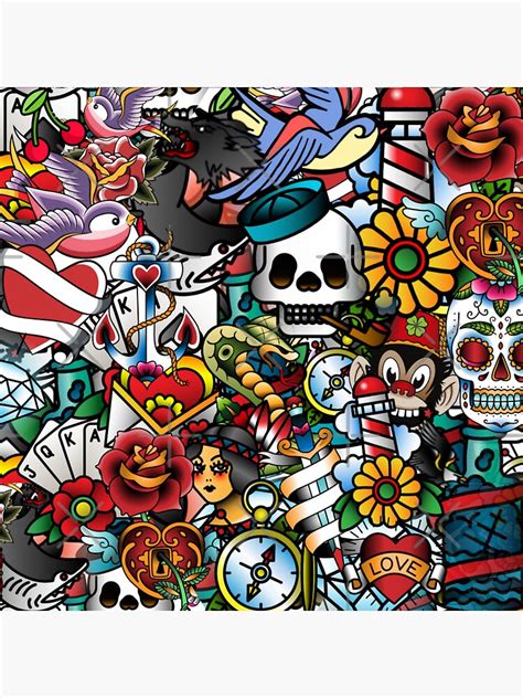 Tattoo Collage Sticker For Sale By Bramblebox Redbubble