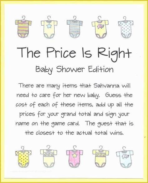 Price Is Right Baby Shower Game Free Template Of Instant Download