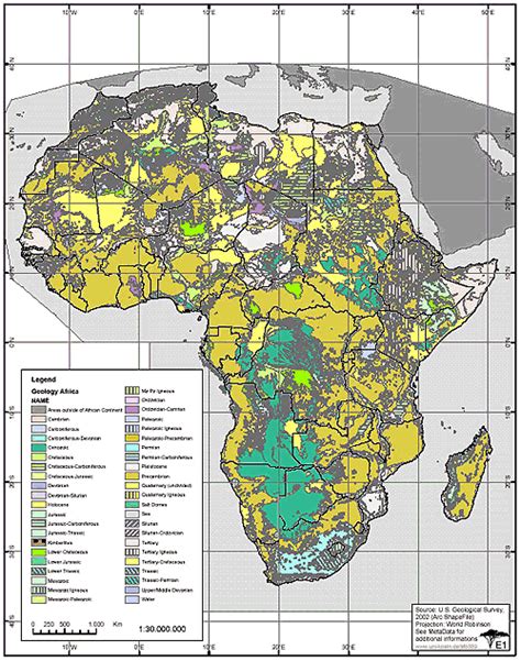تحميل شيب فايل يحتوي خريطة جيولوجية لقارة افريقيا عالية الدقة