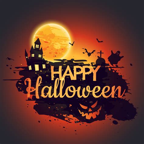 Happy Halloween Poster With Creepy Castle Download Free Vector Art