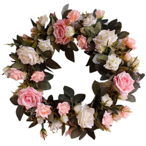 14 Artificial Rose Flower Wreath Floral Door Springtime Wreath With