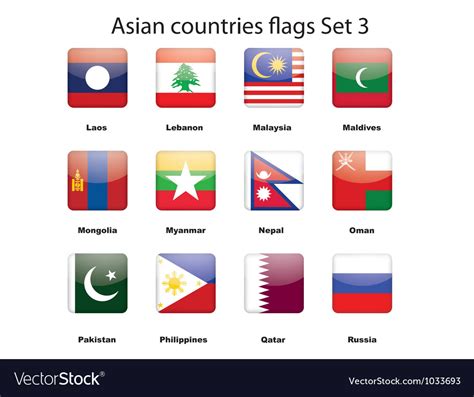 Asian Countries Flags Royalty Free Vector Image