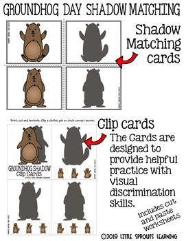 Groundhog Day Shadow Match Activities (includes cut and paste worksheets)