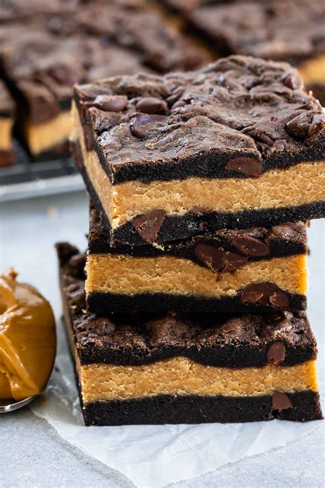 Peanut Butter Stuffed Chocolate Cookie Bars Crazy For Crust