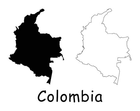 Map Of Colombia Colombian Map Black White Detailed Solid Etsy