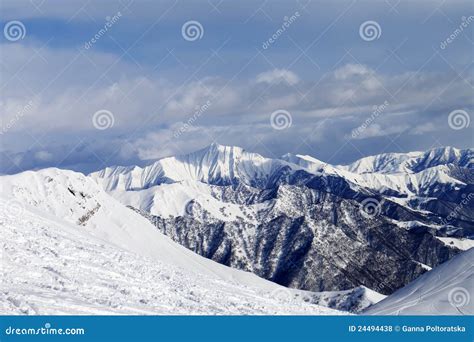 Ski Slope And Snowy Mountains Stock Photo Image Of Cold Mountainside