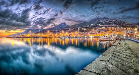 Wallpaper Sky Water Cityscape Lights Salerno Italy 2000x1082