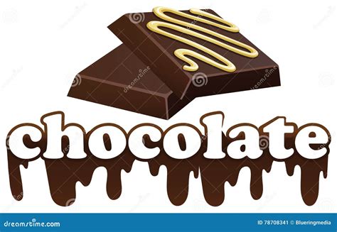Cioccolato Di Parola E Due Pezzi Di Cioccolato Fondente Illustrazione