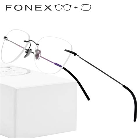 fonex b pure titanium rimless prescription glasses frame women eyeglasses myopia optical frames
