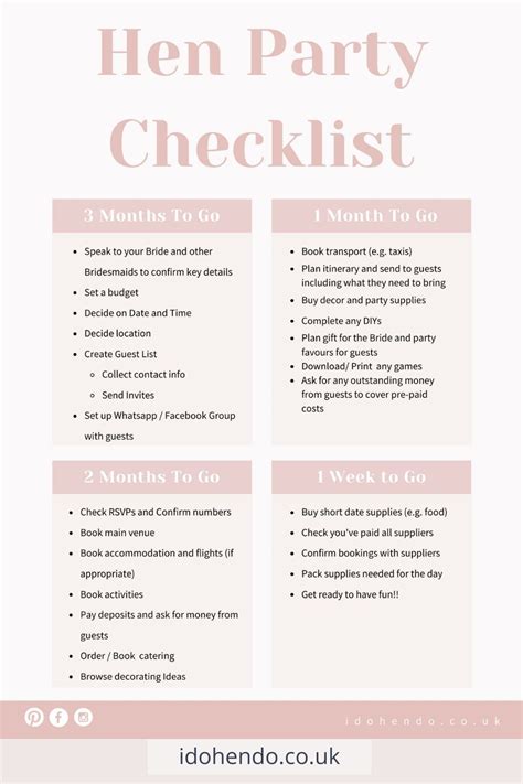 Planning A Hen Party Get This Checklist From I Do Hen Do In 2022 Hen Party Hen Do