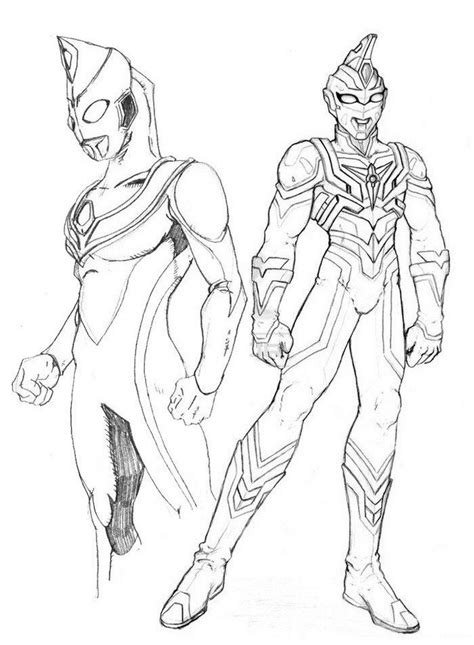 Print coloring of ultraman and free drawings. Ultraman Dyna and Ultraman Shison Coloring Page Sketch ...